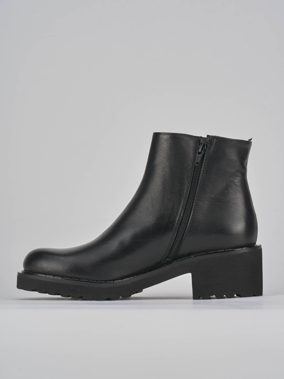 Botines de tacón alto tacón 5 cm negro cuero