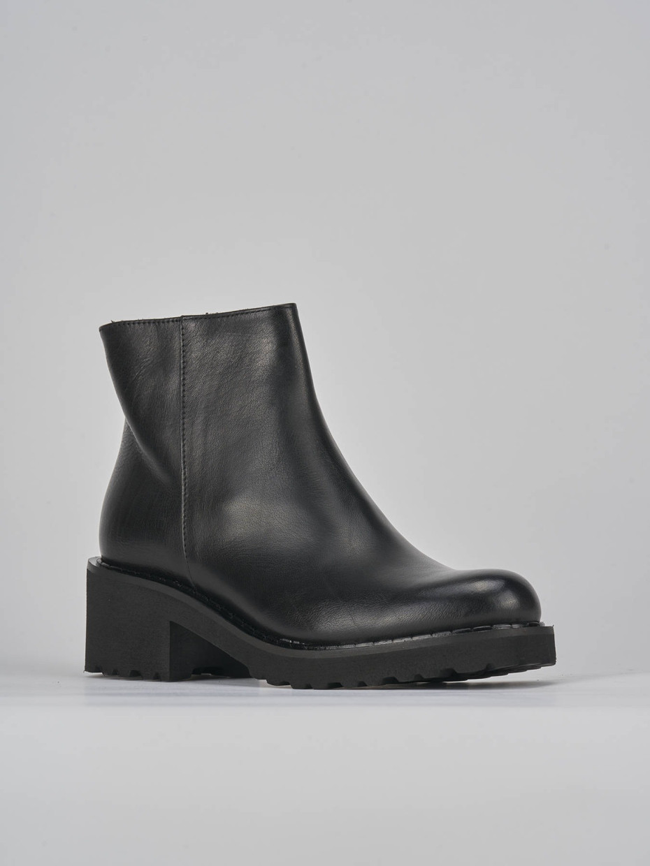 Botines de tacón alto tacón 5 cm negro cuero