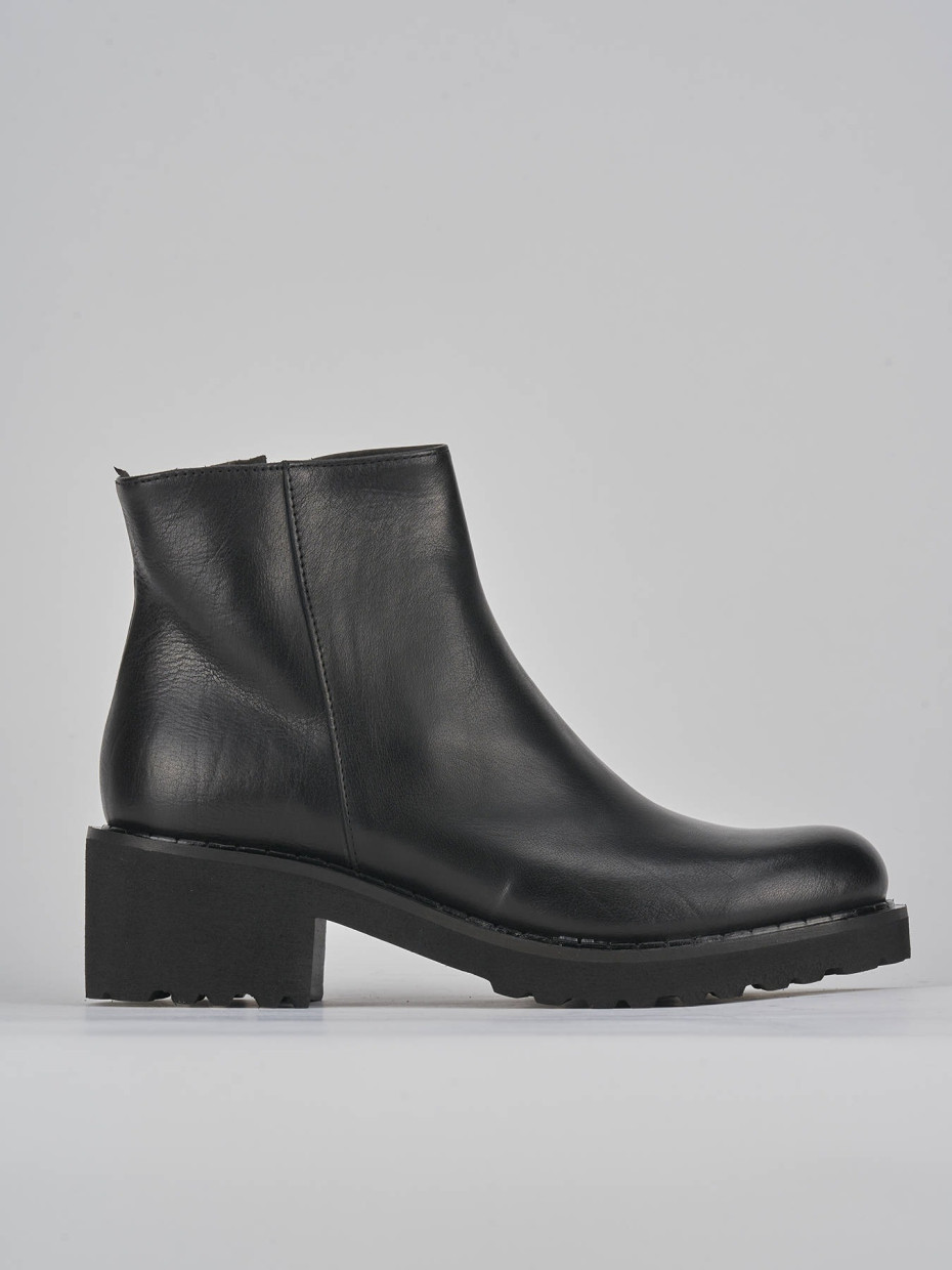 Botines de tacón alto tacón 5 cm negro cuero