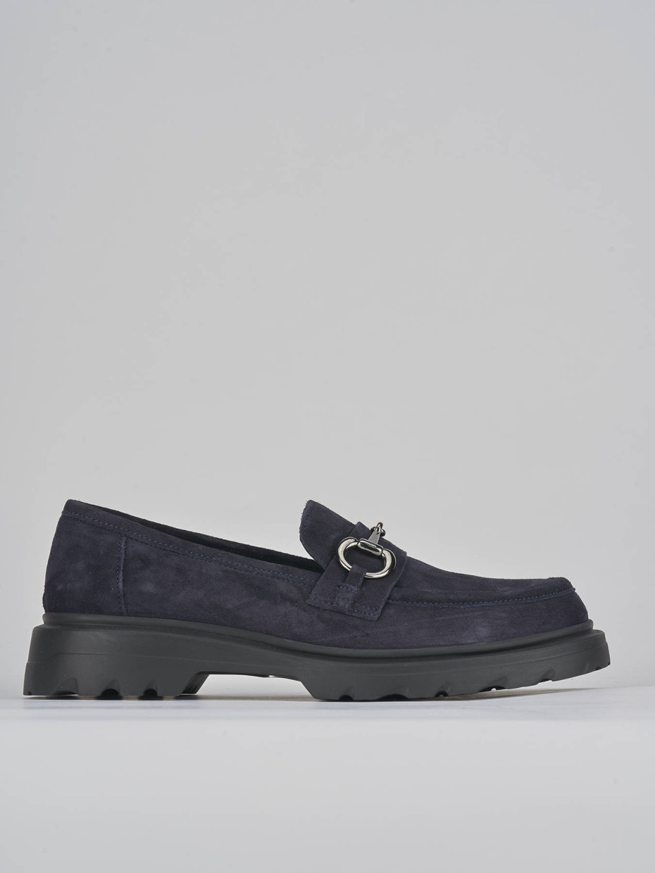 Mocasines tacón 3 cm azul ante