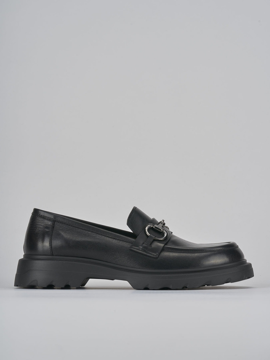 Mocasines tacón 3 cm negro cuero