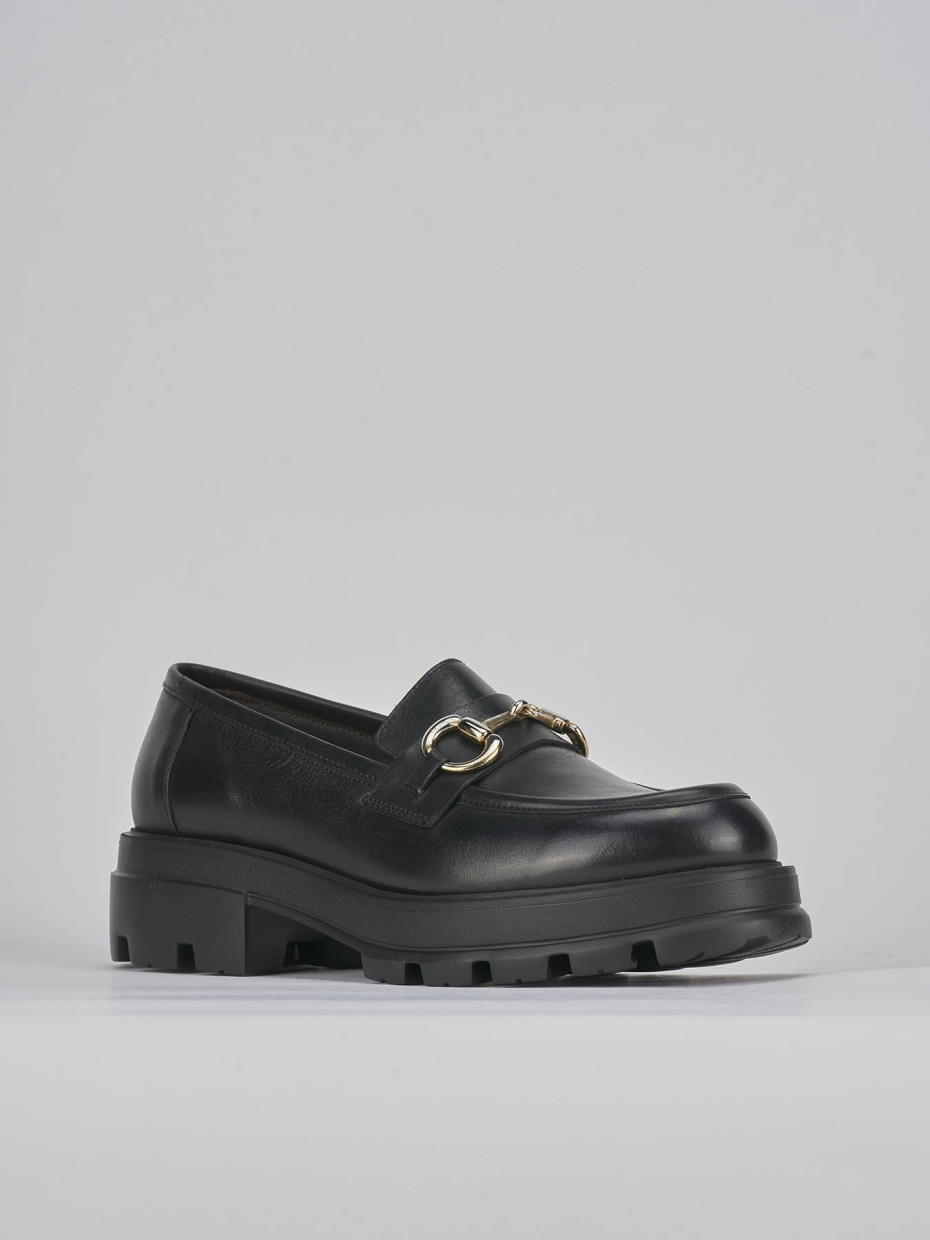Mocasines tacón 3 cm negro cuero