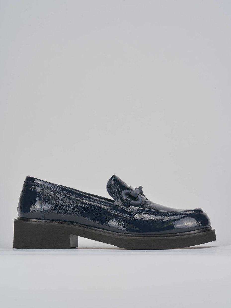 Mocasines tacón 3 cm azul charol