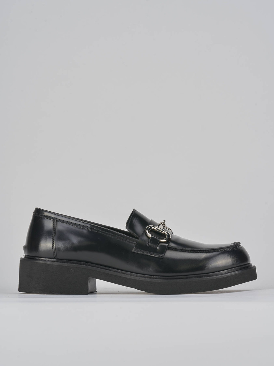 Mocasines tacón 3 cm negro cuero