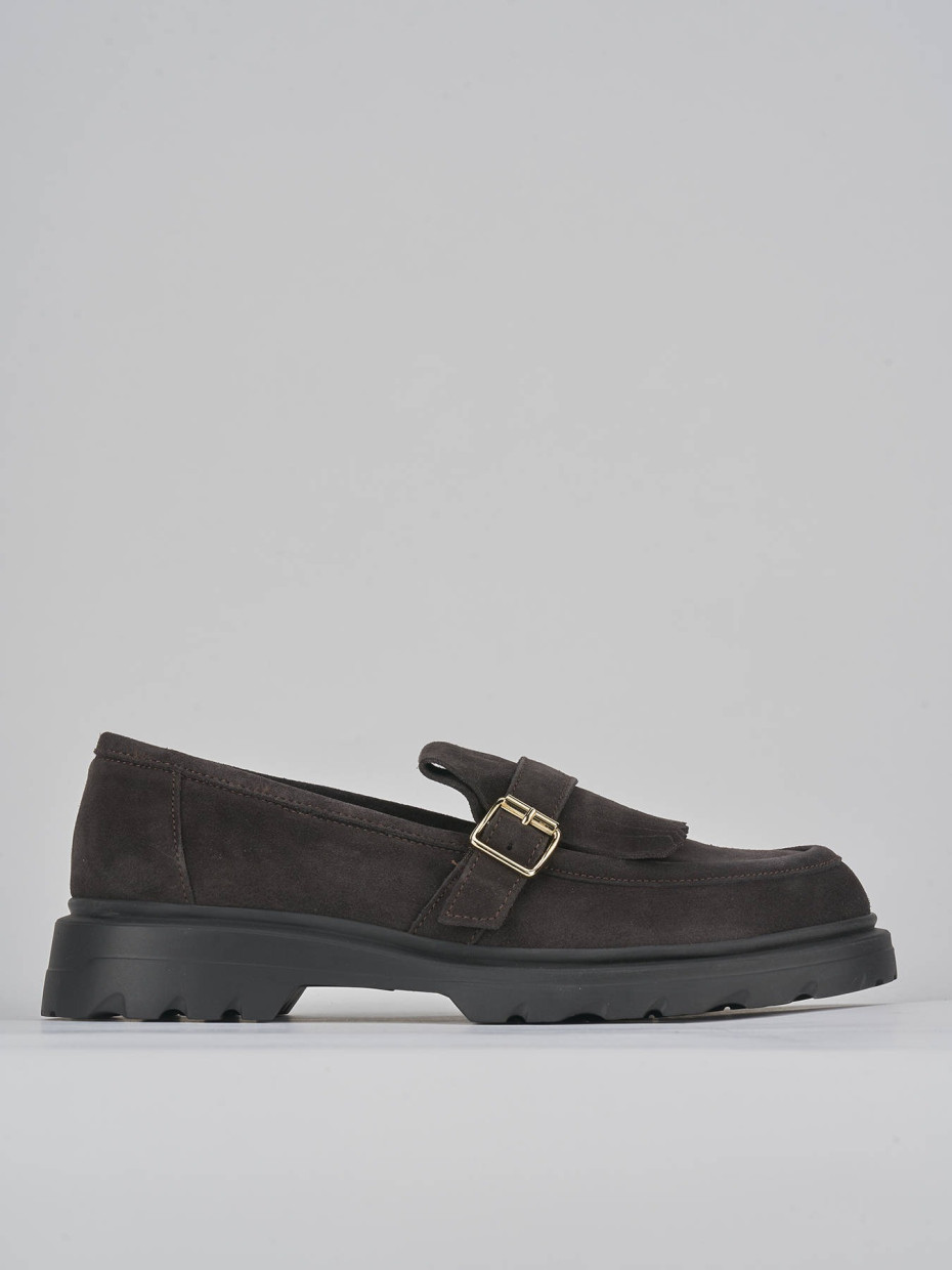 Mocasines tacón 3 cm marrón oscuro ante