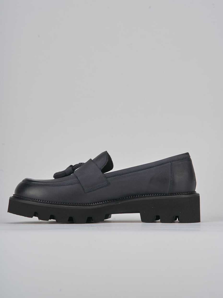 Mocasines tacón 3 cm azul nobuk