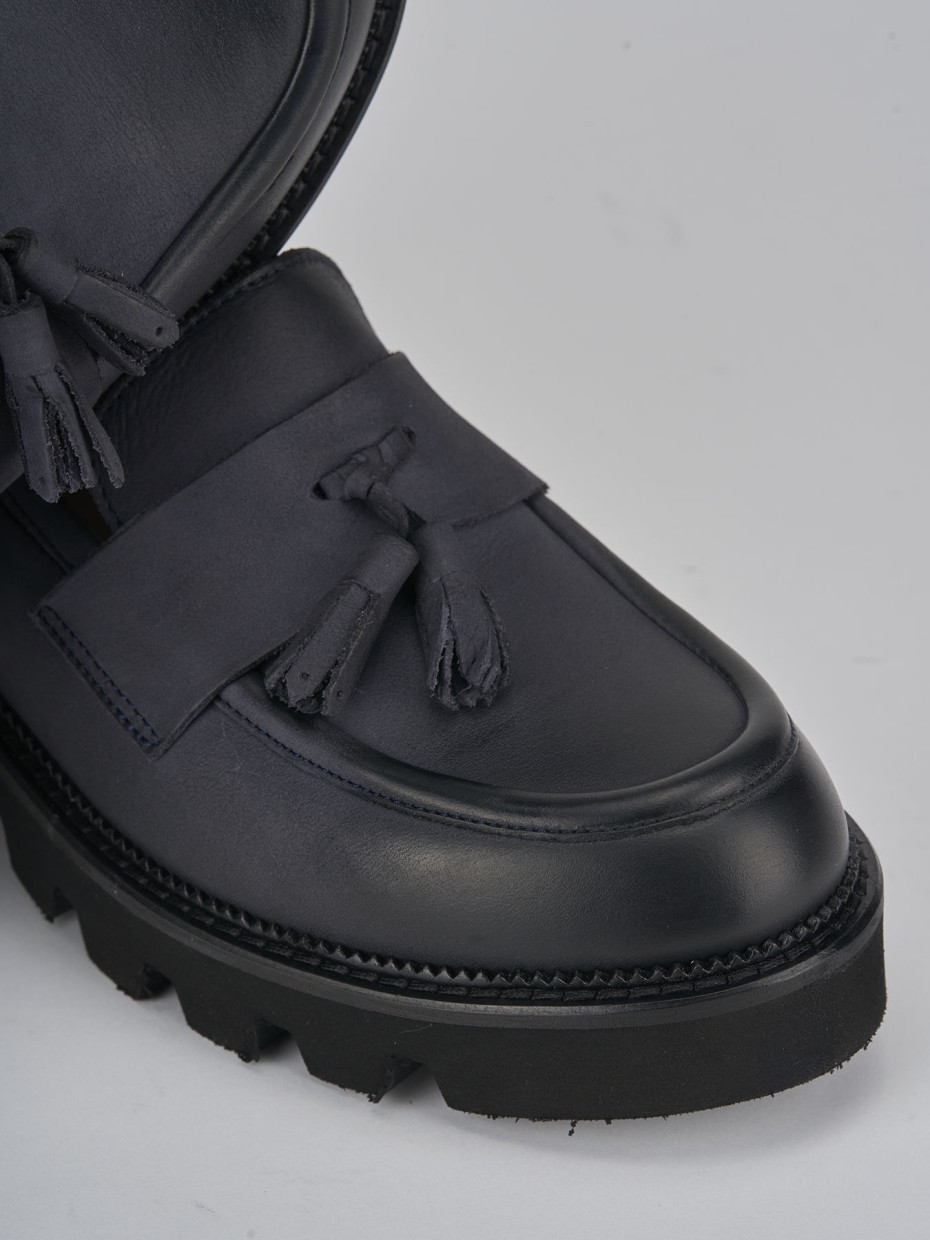 Mocasines tacón 3 cm azul nobuk