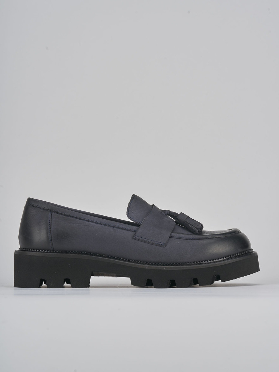 Mocasines tacón 3 cm azul nobuk