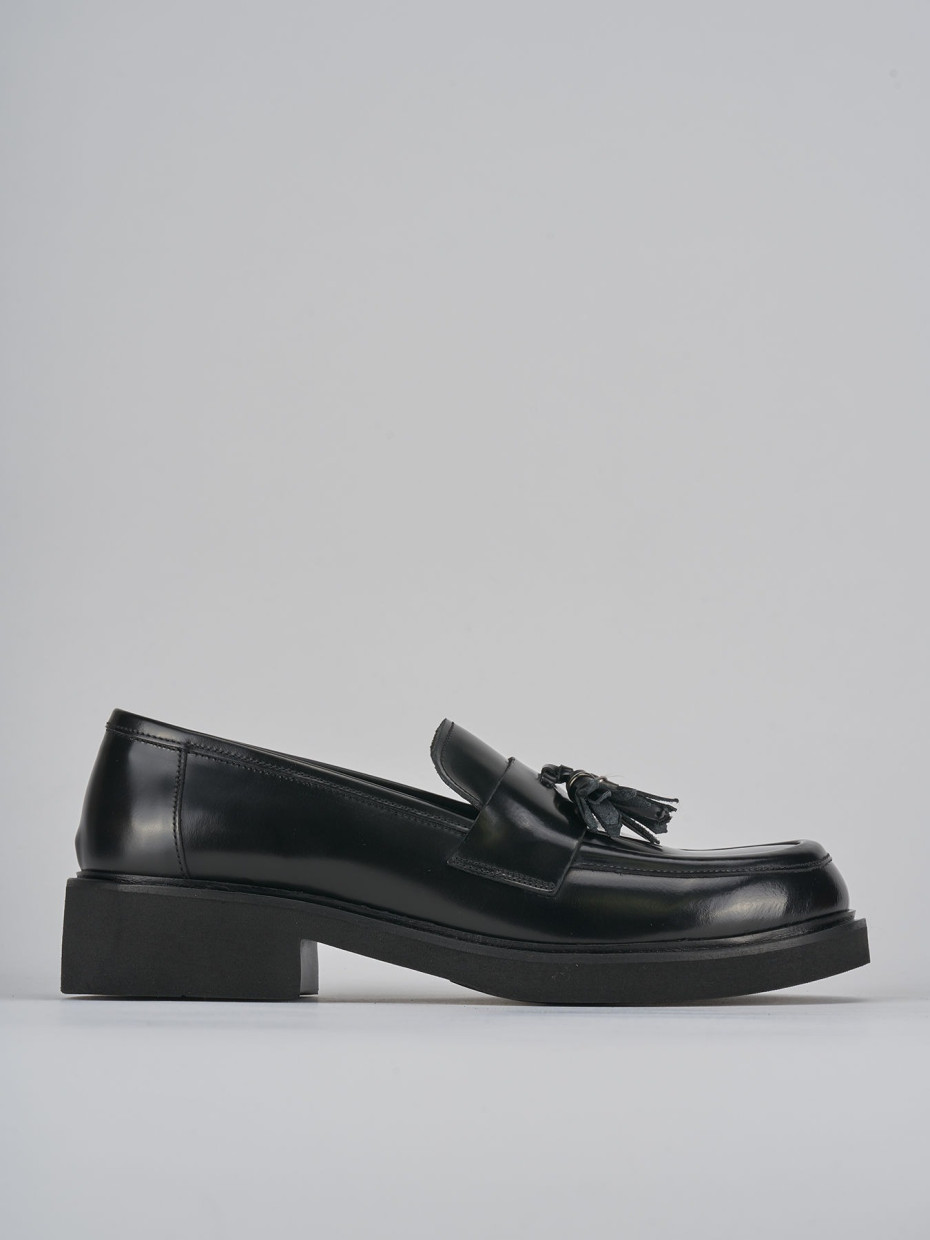 Mocasines tacón 3 cm negro cuero