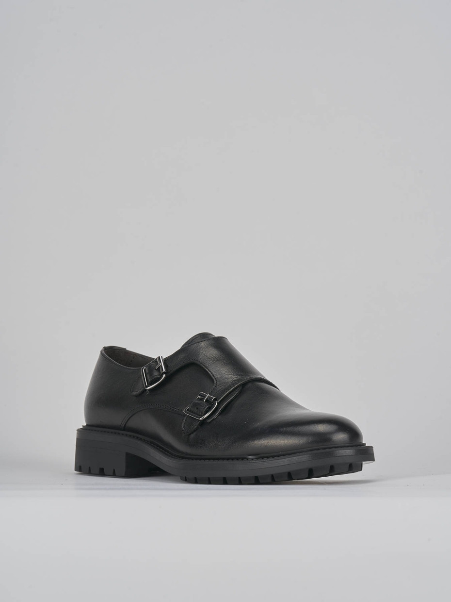 Zapatos de cordones tacón 2 cm negro cuero