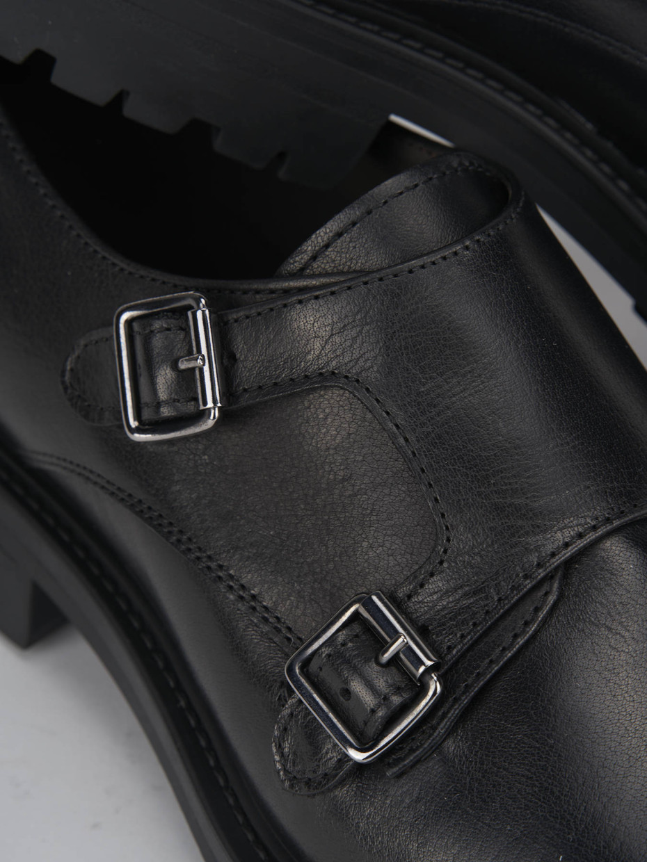 Zapatos de cordones tacón 2 cm negro cuero