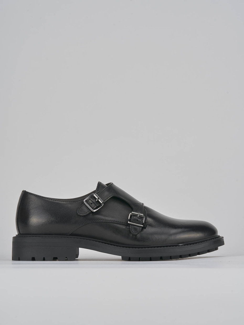Zapatos de cordones tacón 2 cm negro cuero