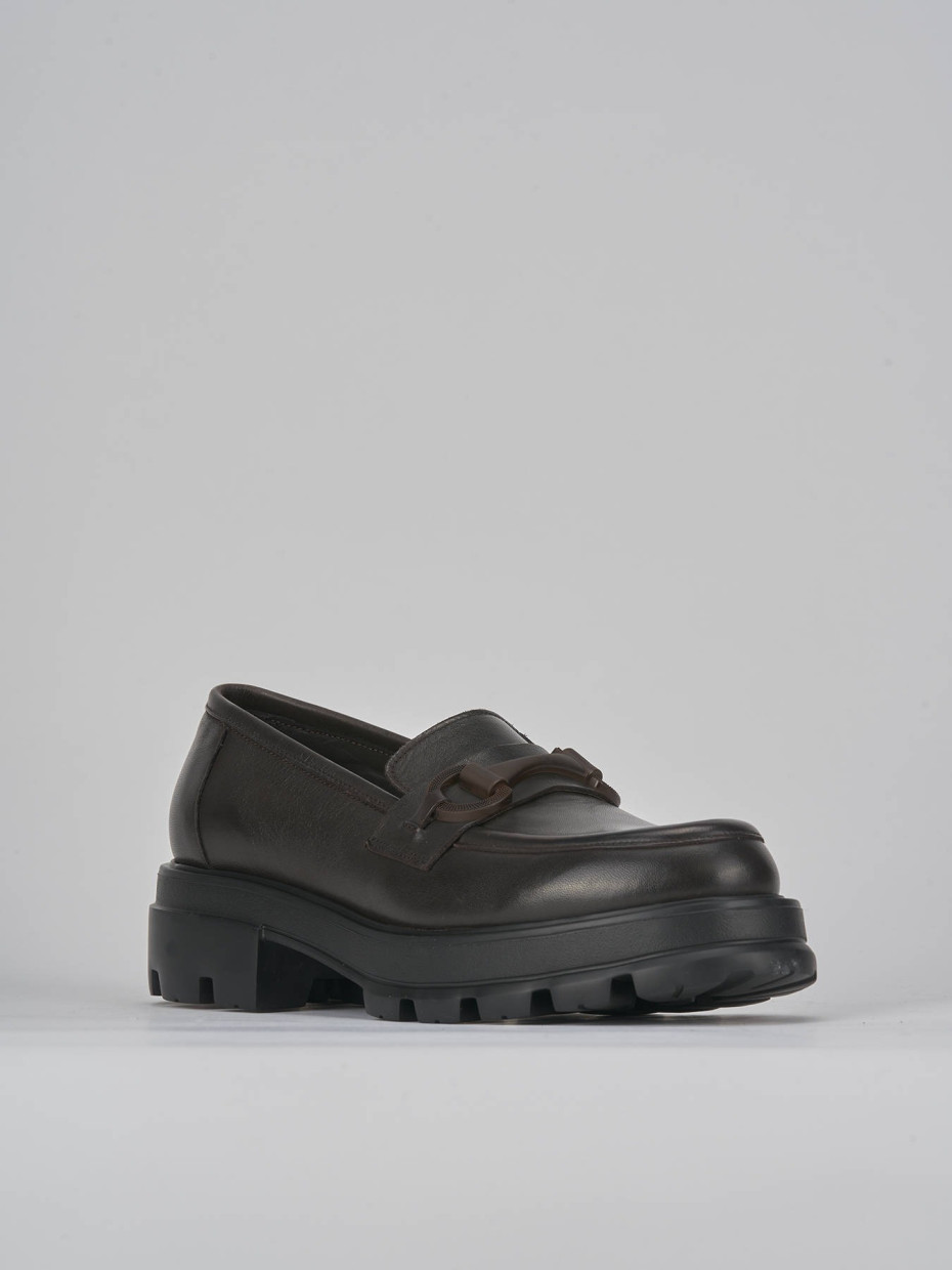 Mocasines tacón 2 cm marrón oscuro cuero