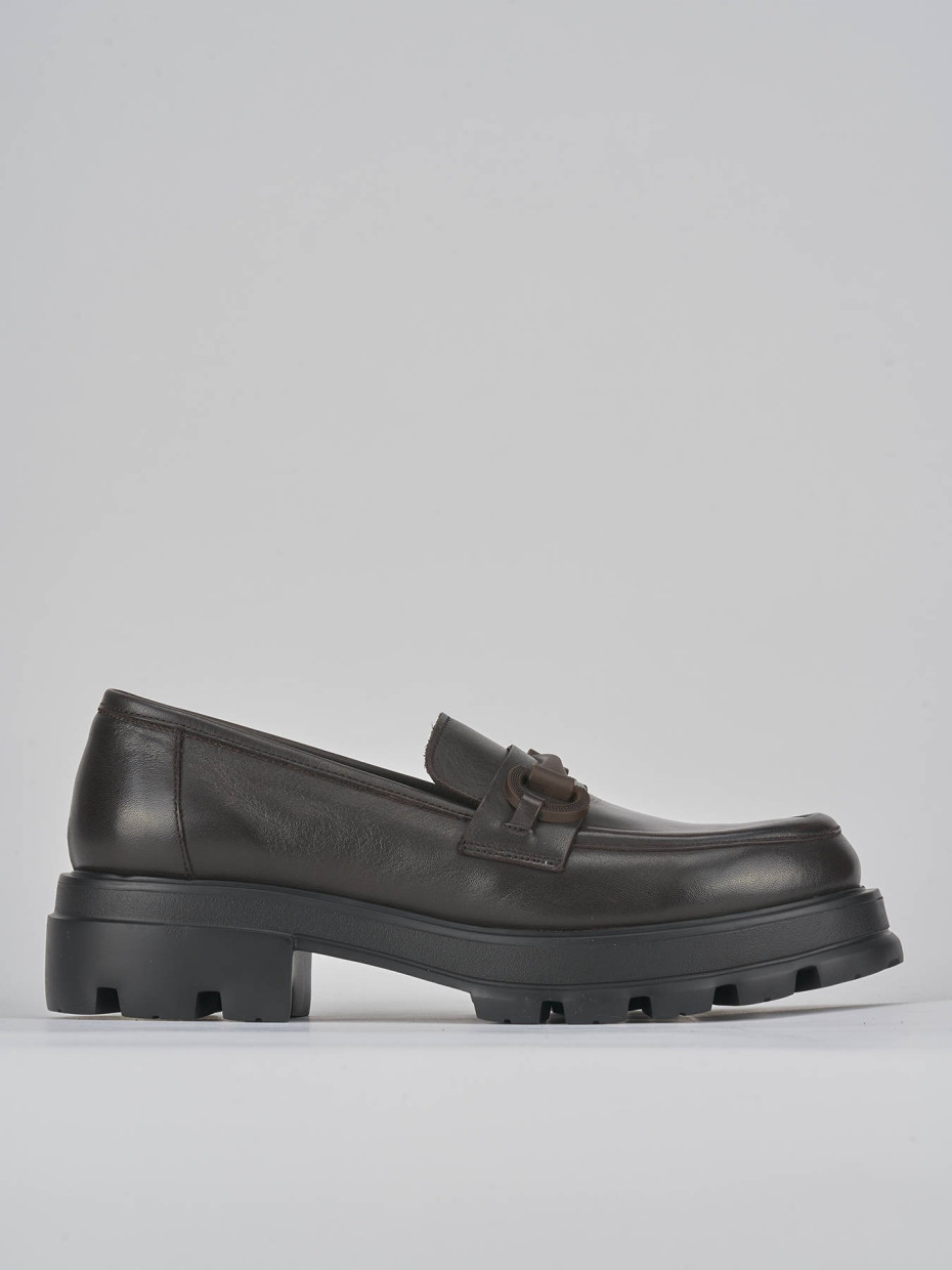 Mocasines tacón 2 cm marrón oscuro cuero