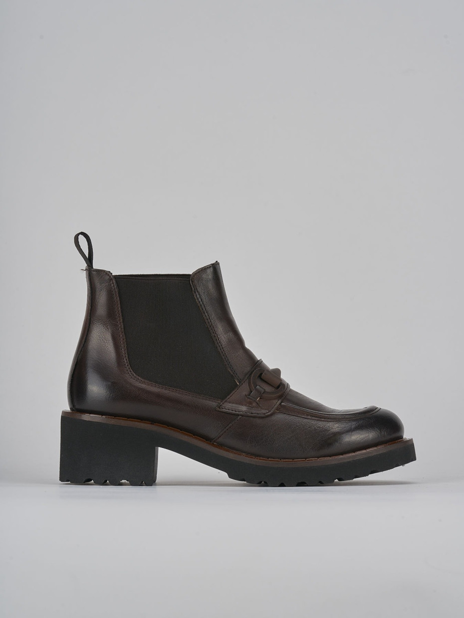 High heel ankle boots heel 5 cm dark brown leather