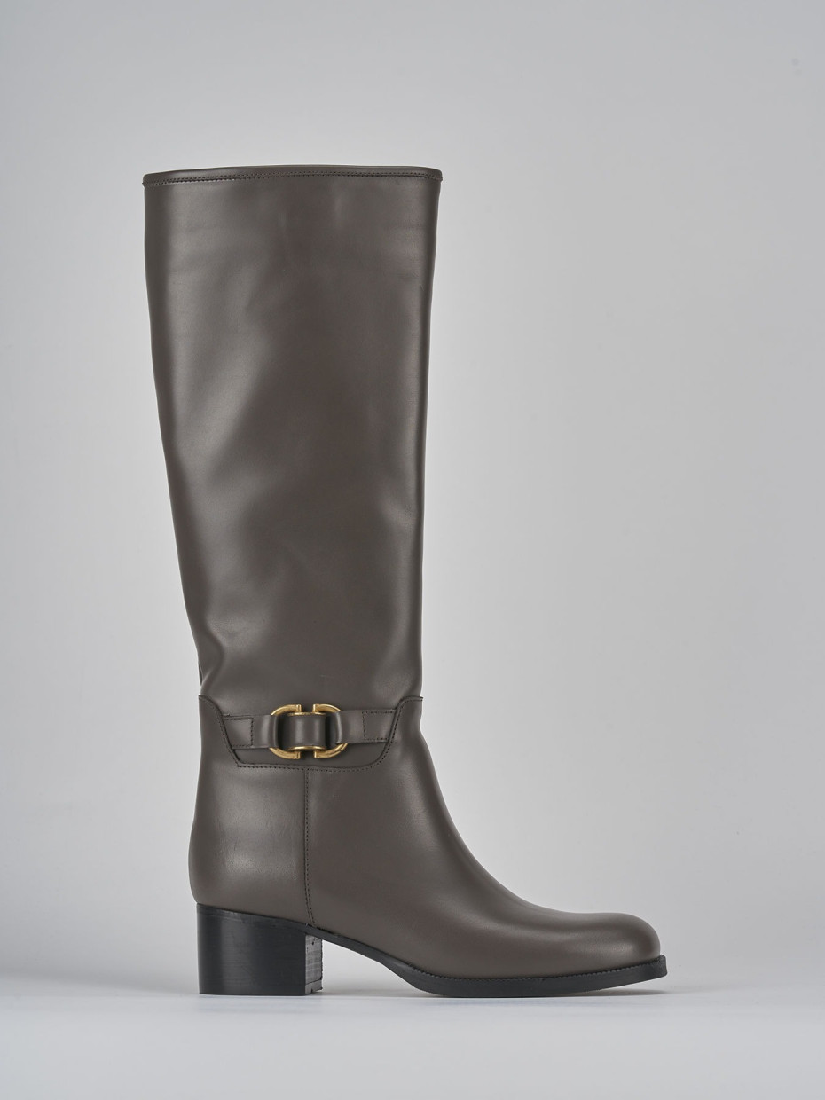 Botas de tacón bajo tacón 4 cm gris cuero