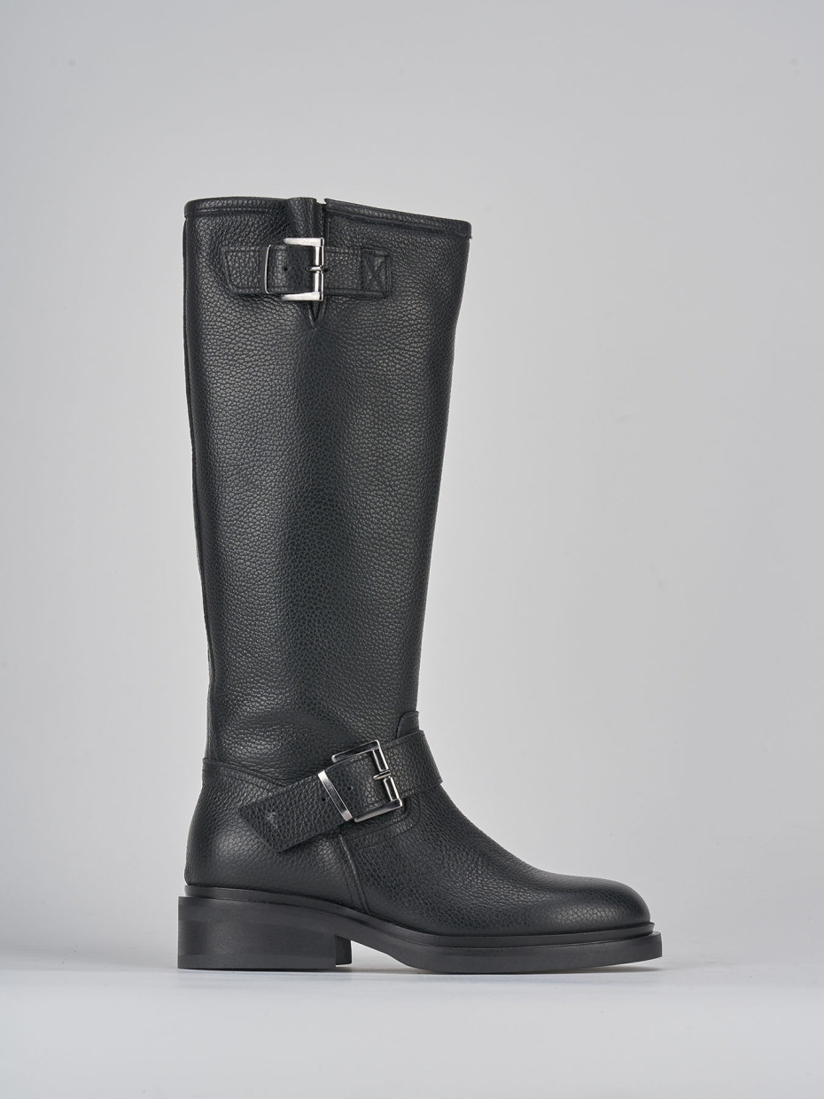 Stivali tacco 2cm pelle nero