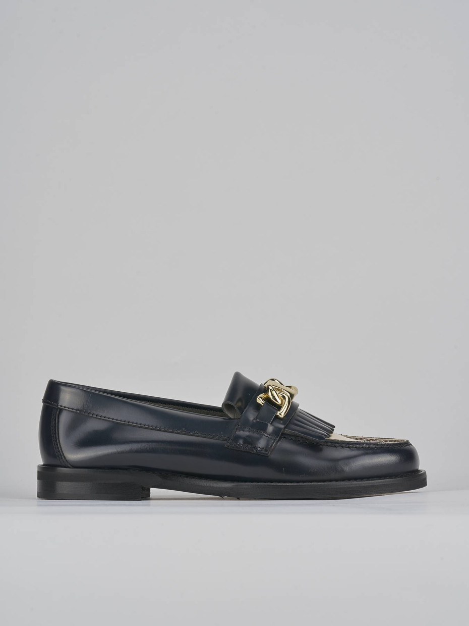 Mocasines tacón 1 cm azul cuero