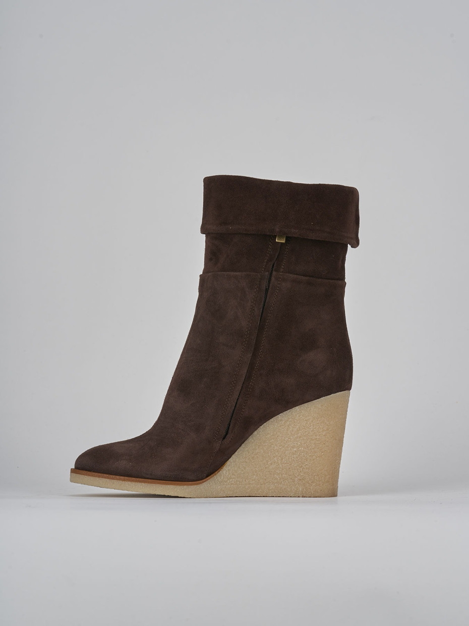 Botines de tacón alto tacón 8 cm marrón oscuro ante