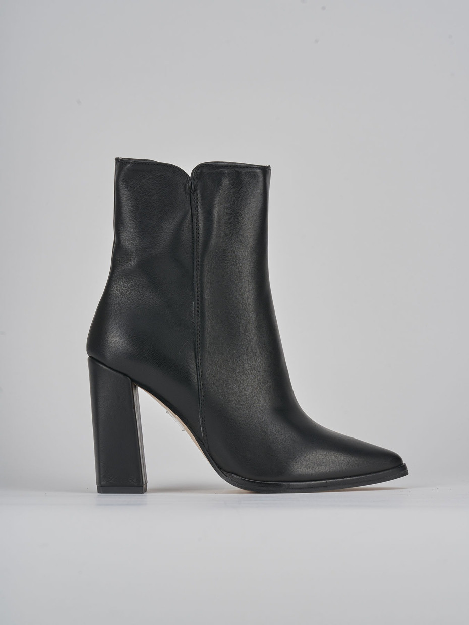 Botines de tacón alto tacón 9 cm negro cuero