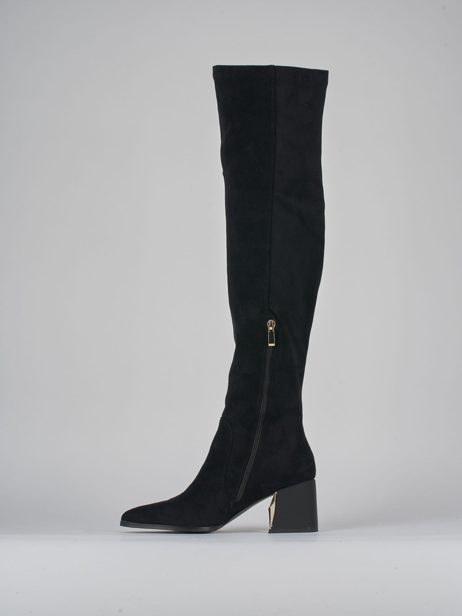 High heel boots heel 6 cm black suede