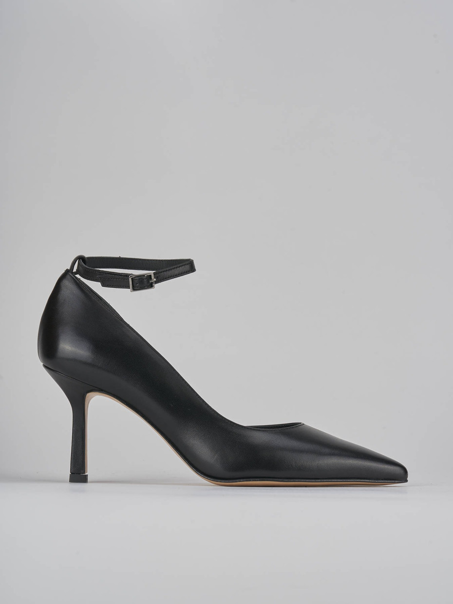Zapatos de salón tacón 7 cm negro cuero