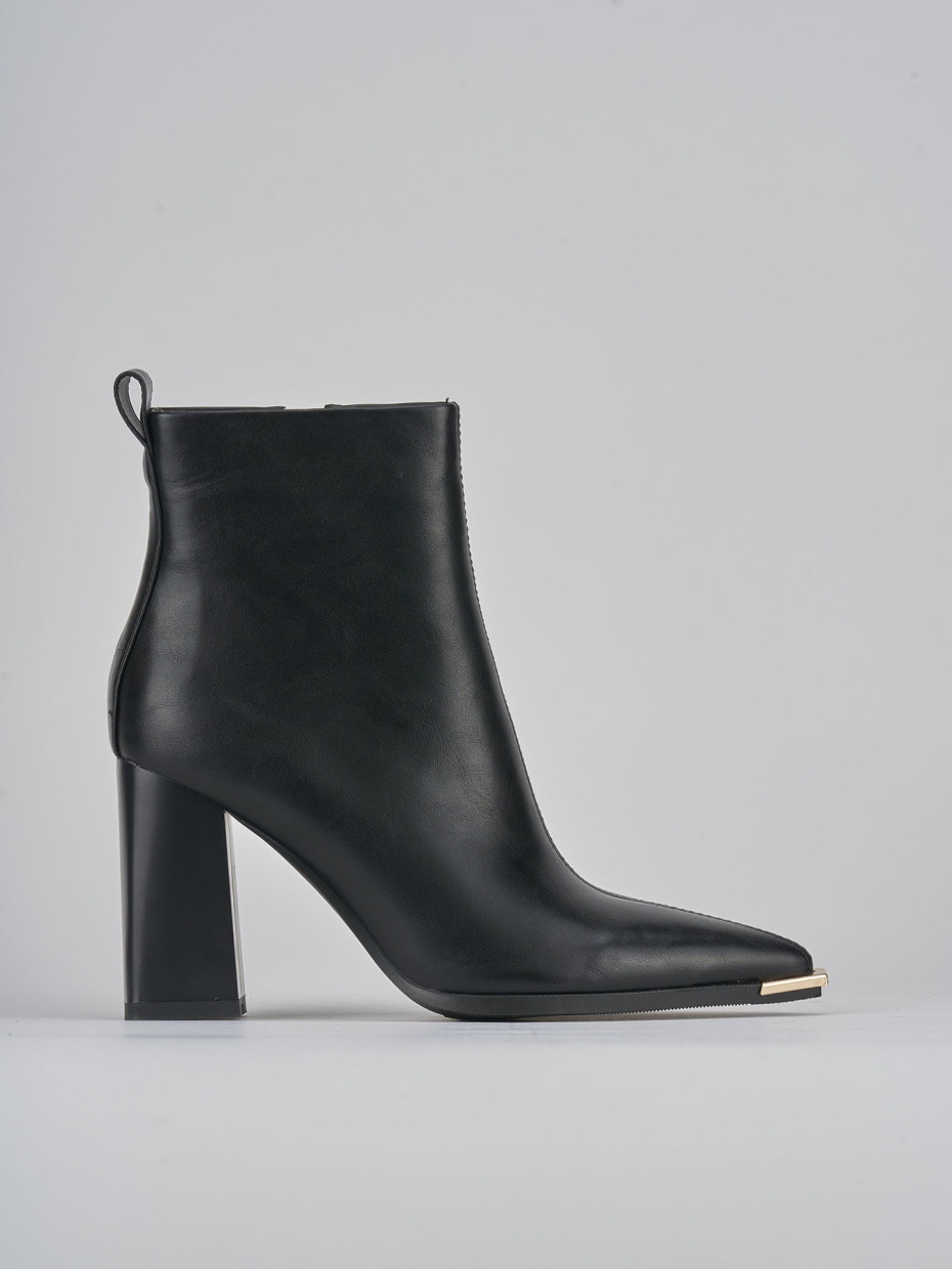 Botines de tacón alto tacón 8 cm negro cuero