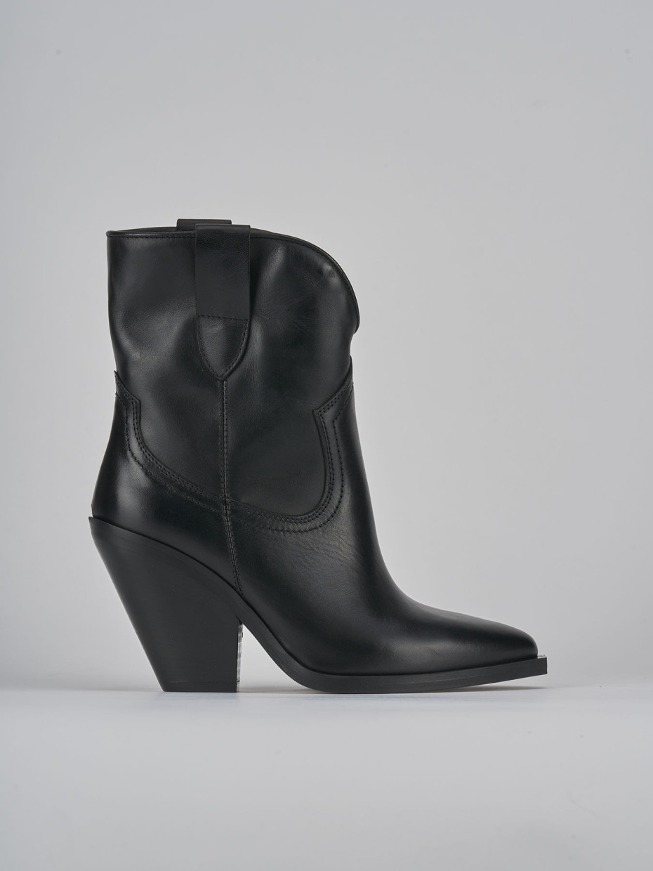 Stivaletti tacco 6cm pelle nero