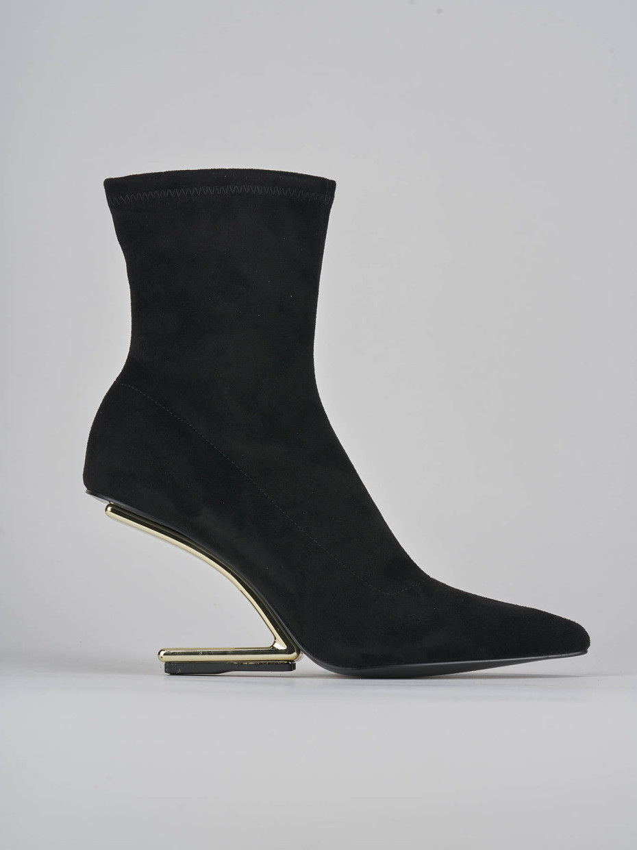 Botines de tacón alto tacón 7 cm negro ante