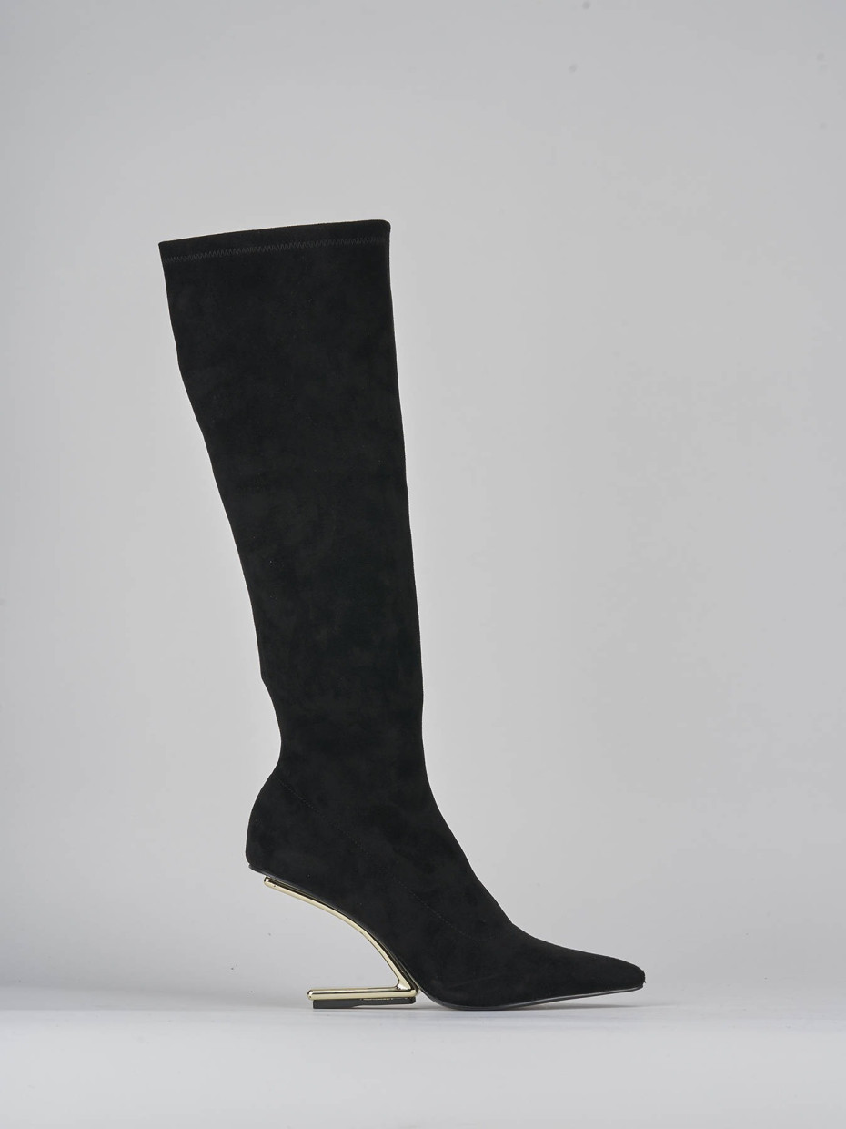 Botas de tacón alto tacón 7 cm negro ante