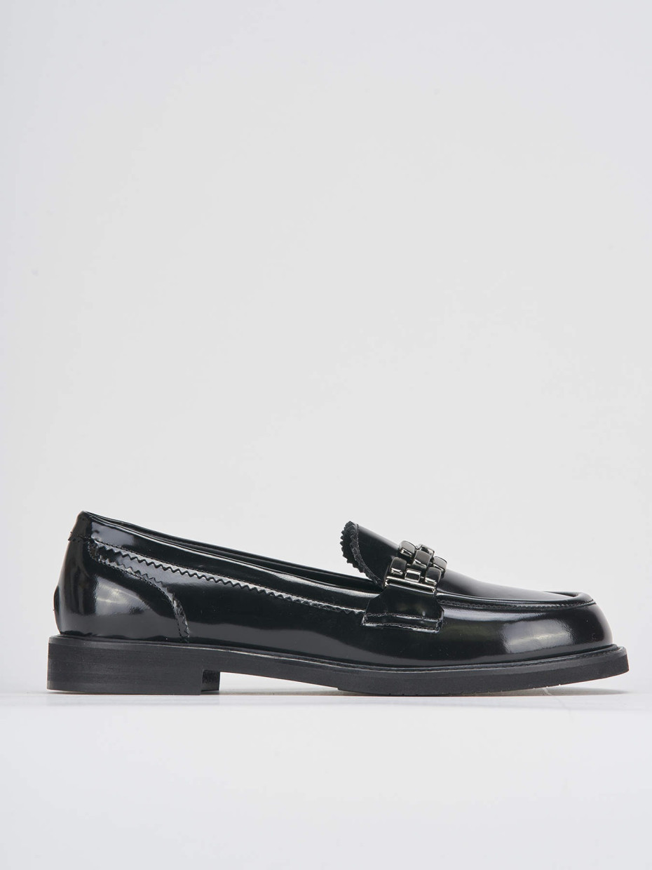 Mocasines tacón 2 cm negro cuero
