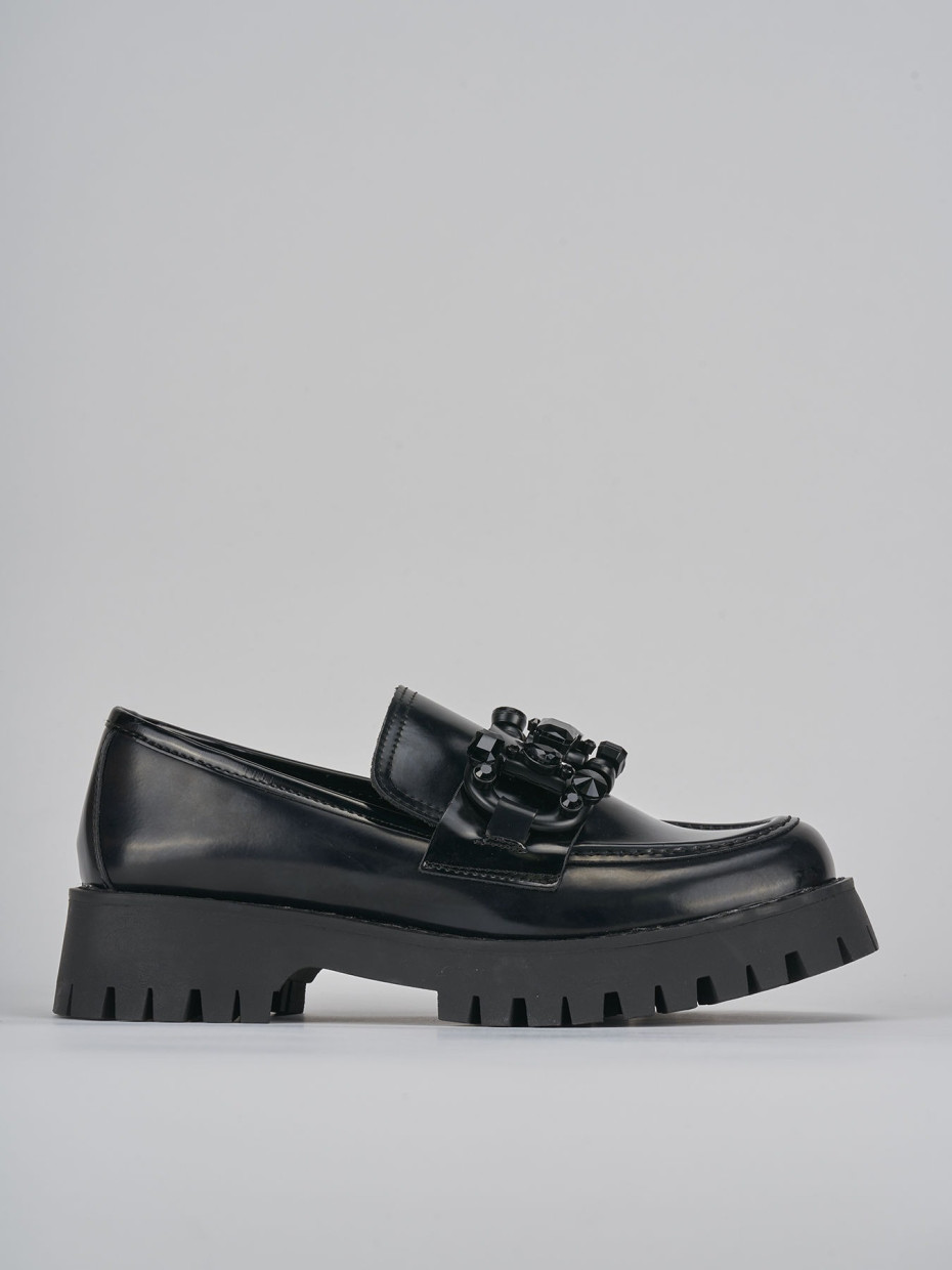 Mocasines tacón 3 cm negro cuero