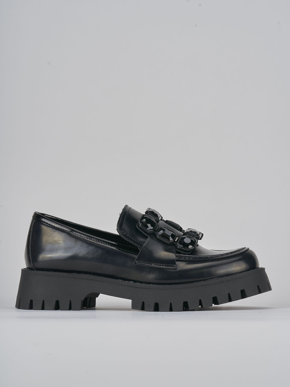 Mocasines tacón 3 cm negro cuero