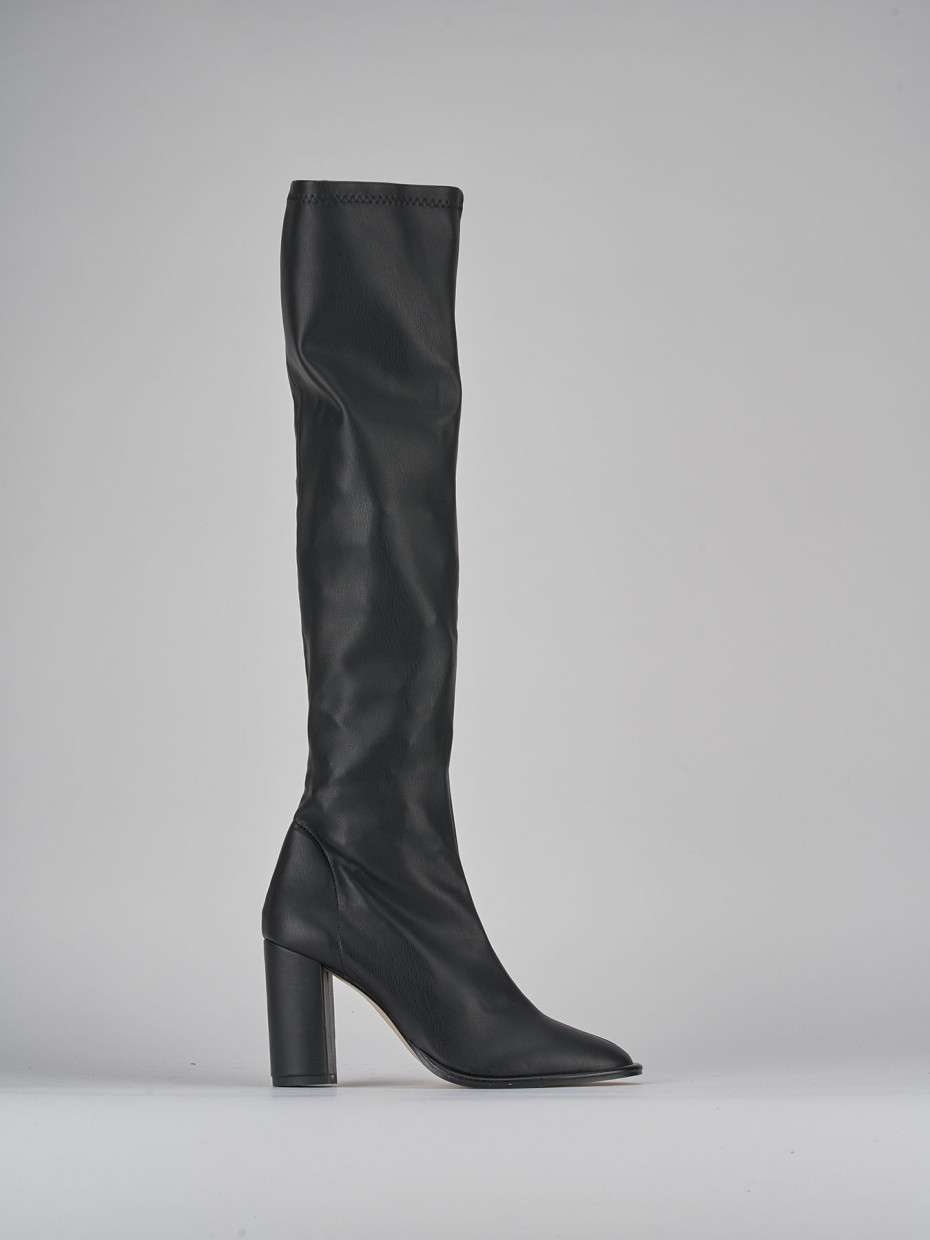 High heel boots heel 8 cm black leather