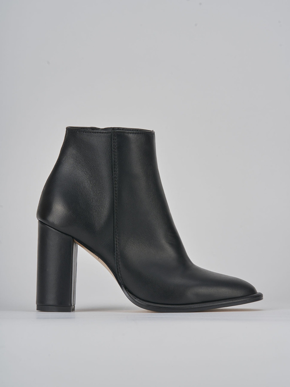 Botines de tacón alto tacón 8 cm negro cuero