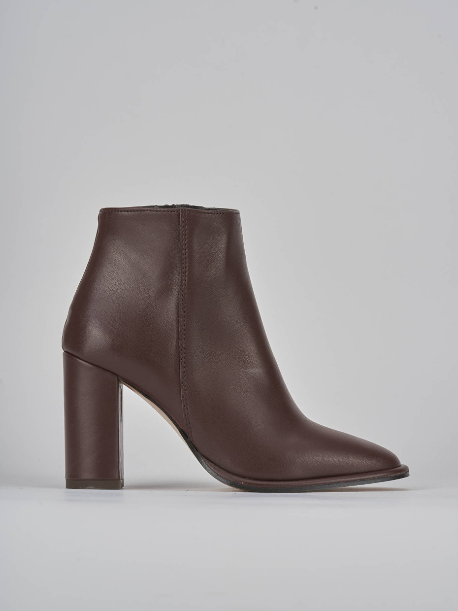 Botines de tacón alto tacón 8 cm marrón oscuro cuero