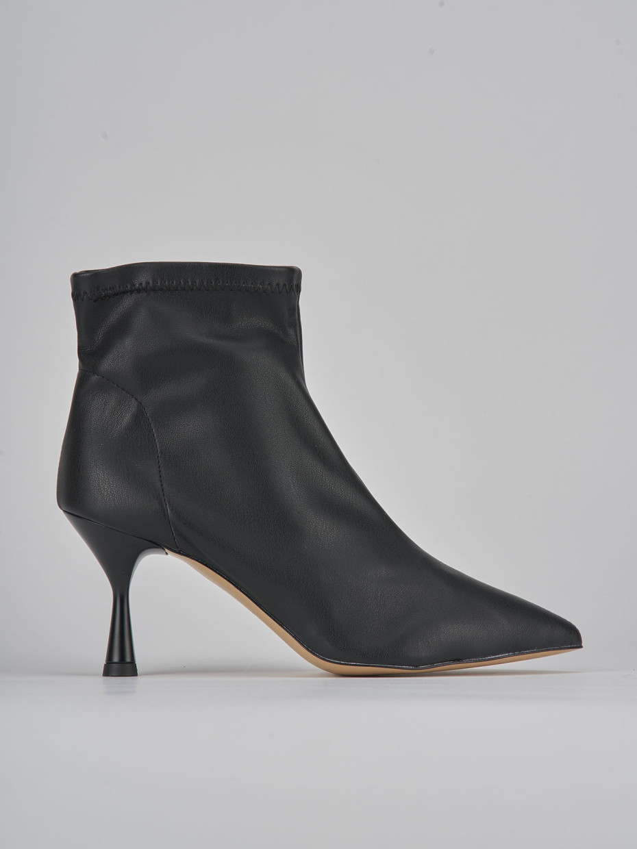 Botines de tacón alto tacón 7 cm negro cuero