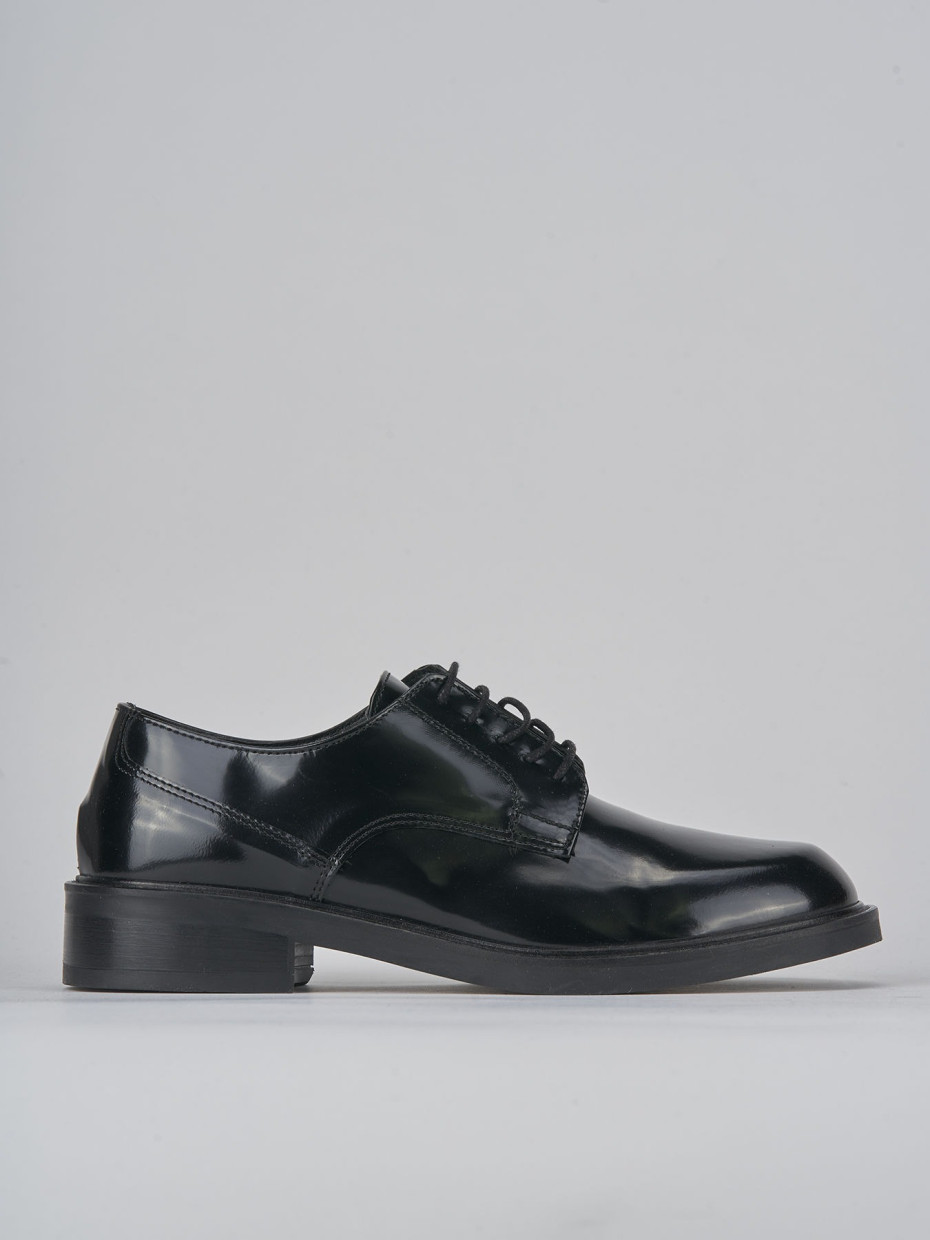 Zapatos de cordones tacón 2 cm negro cuero