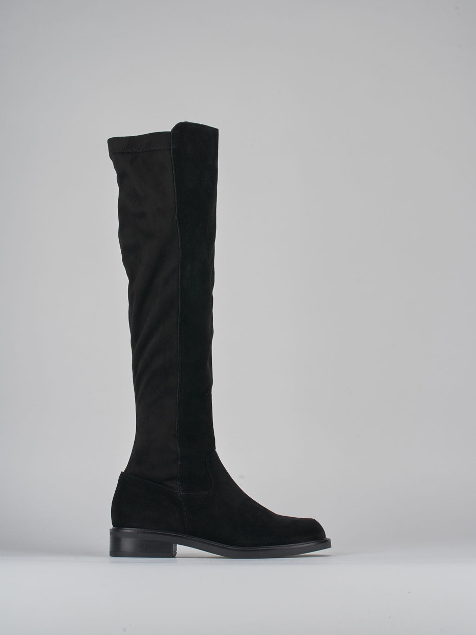 Botas de tacón bajo tacón 2 cm negro ante