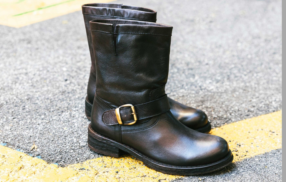 Botines de tacón bajo tacón 2 cm marrón oscuro cuero