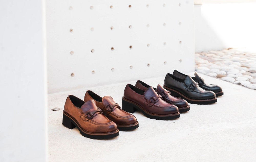 Mocasines tacón 5 cm marrón cuero