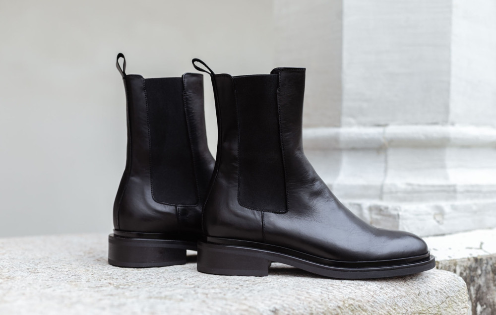 Botines de tacón bajo tacón 2 cm negro cuero