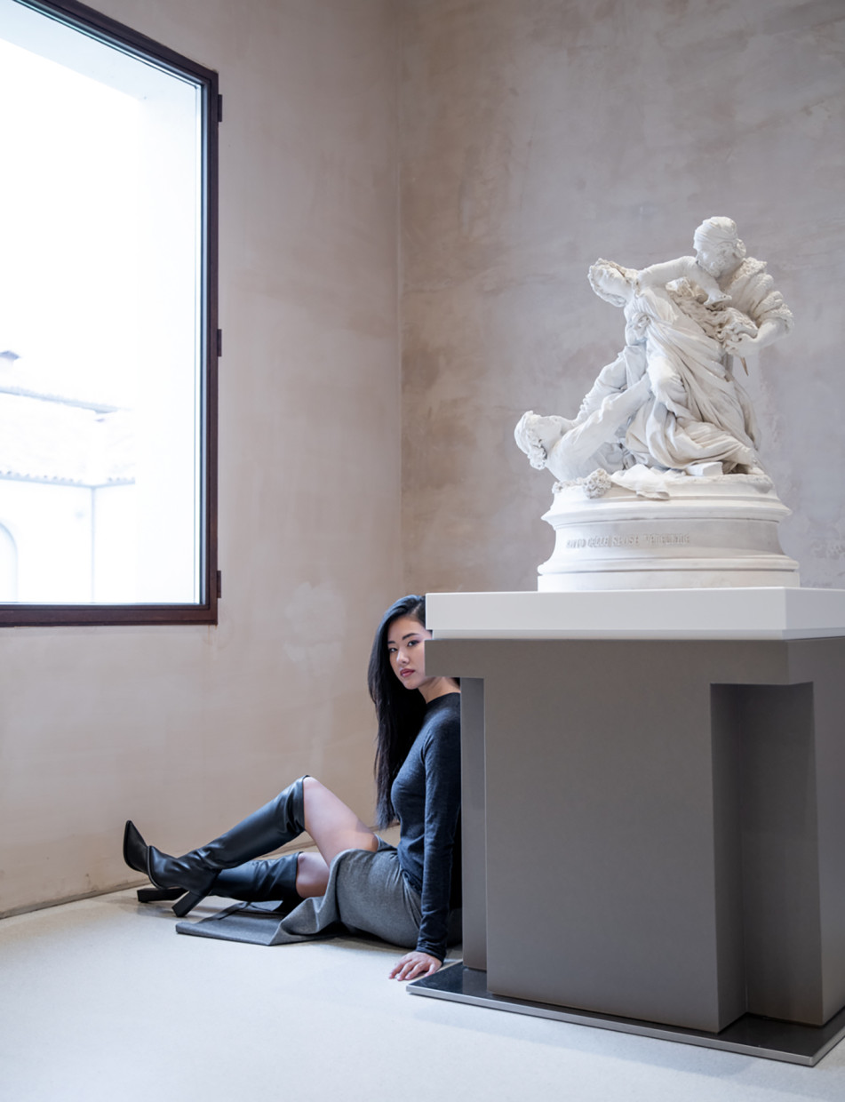 Botas de tacón alto tacón 9 cm negro cuero