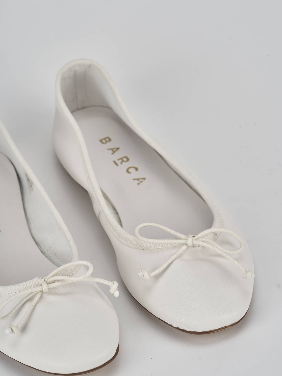 Bailarinas tacón 1 cm blanco cuero