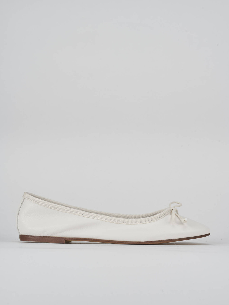 Bailarinas tacón 1 cm blanco cuero