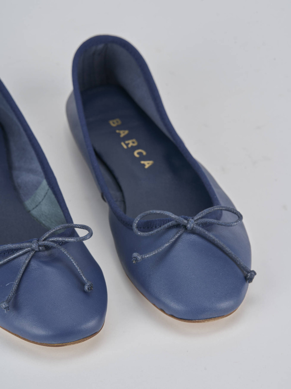 Bailarinas tacón 1 cm azul cuero