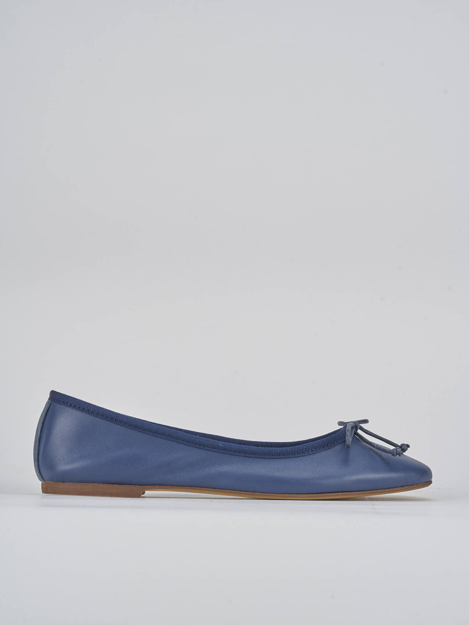 Bailarinas tacón 1 cm azul cuero