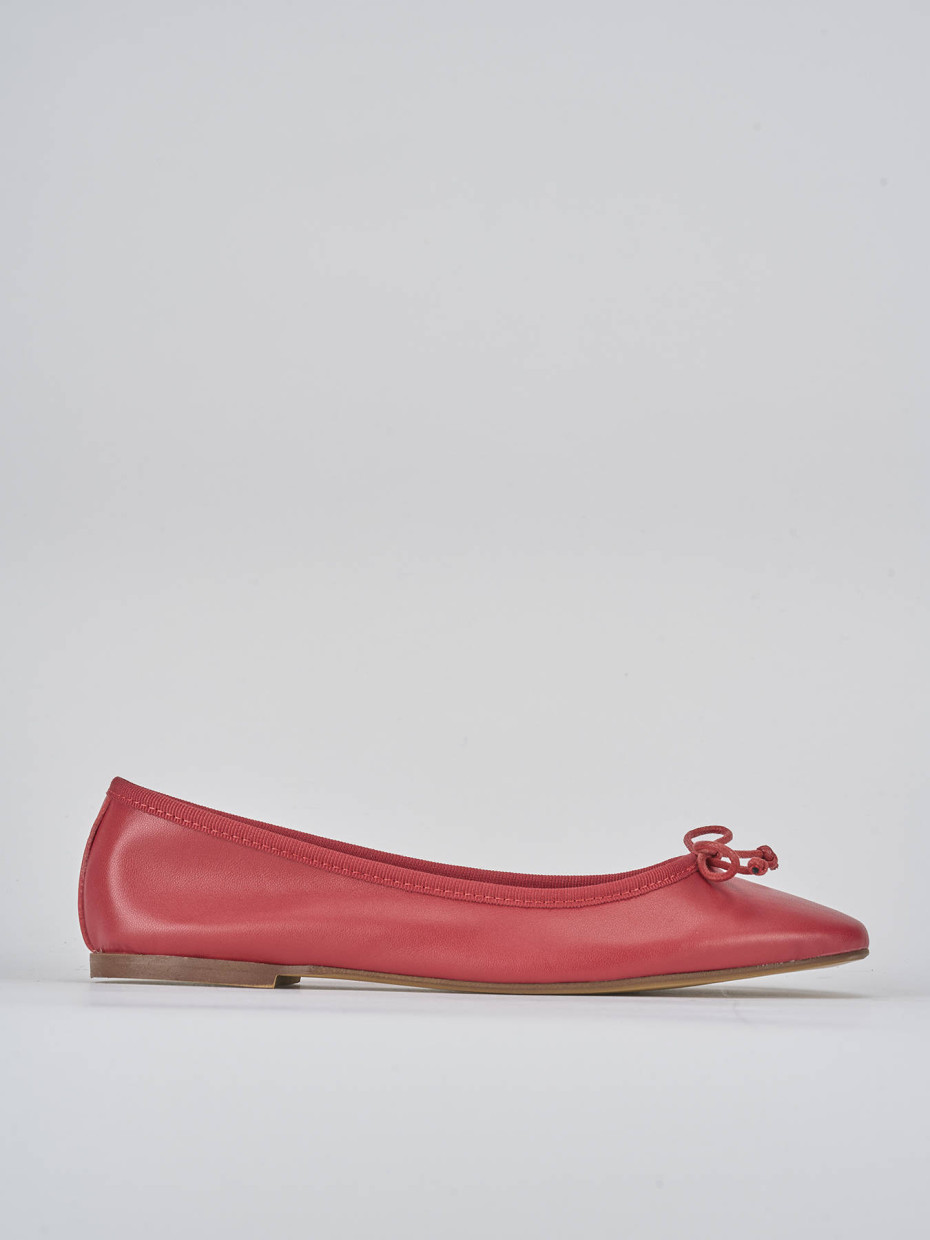 Bailarinas tacón 1 cm rojo cuero
