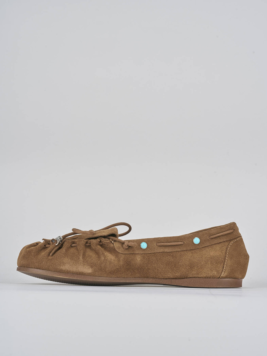Mocasines tacón 1 cm marrón ante