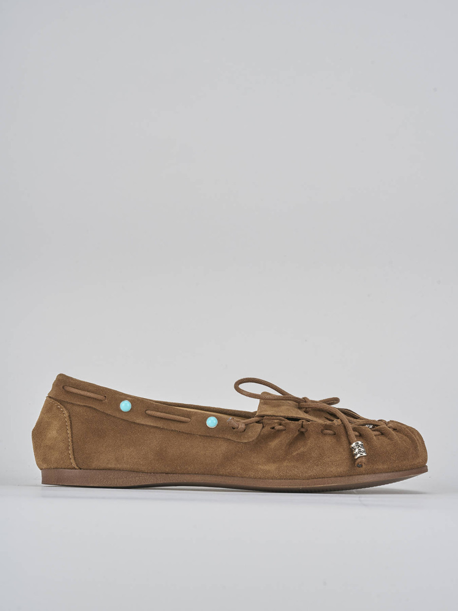 Mocasines tacón 1 cm marrón ante